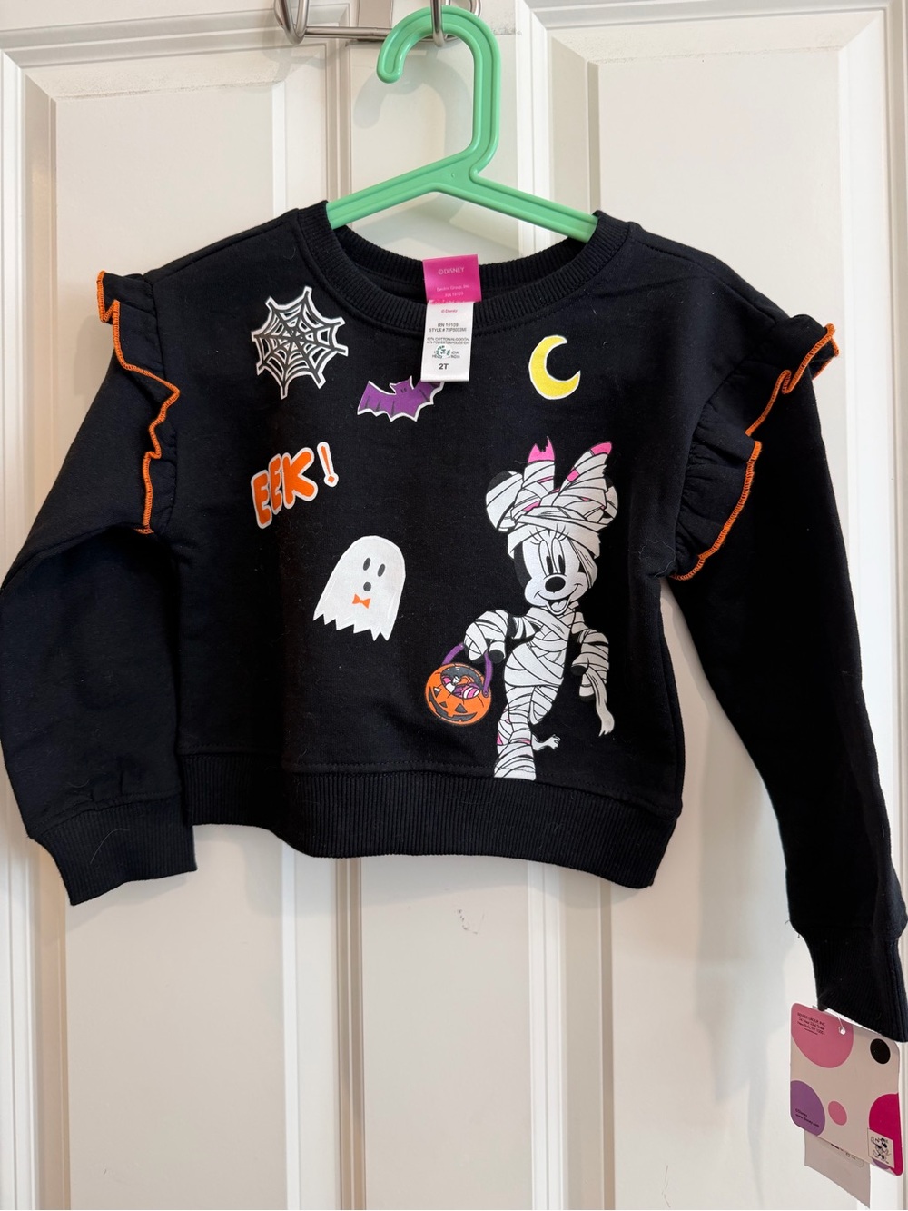 Halloween Minnie Mouse mummy ghost bat sweater, size 2t. New with tags